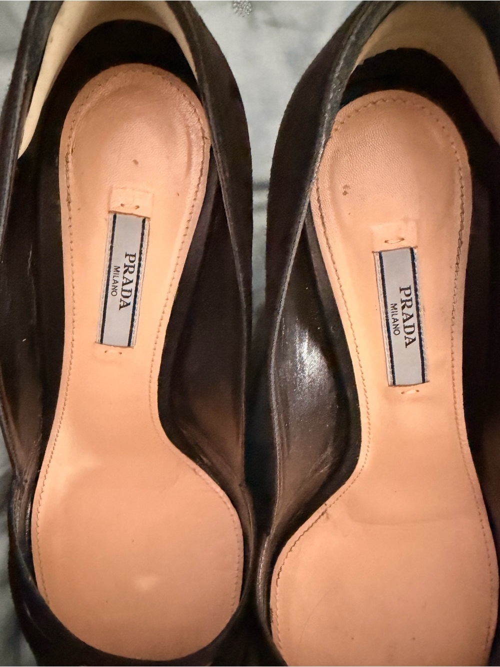 Prada Black Pointed Toe Cutout Suede Pumps - Picture 2 of 6